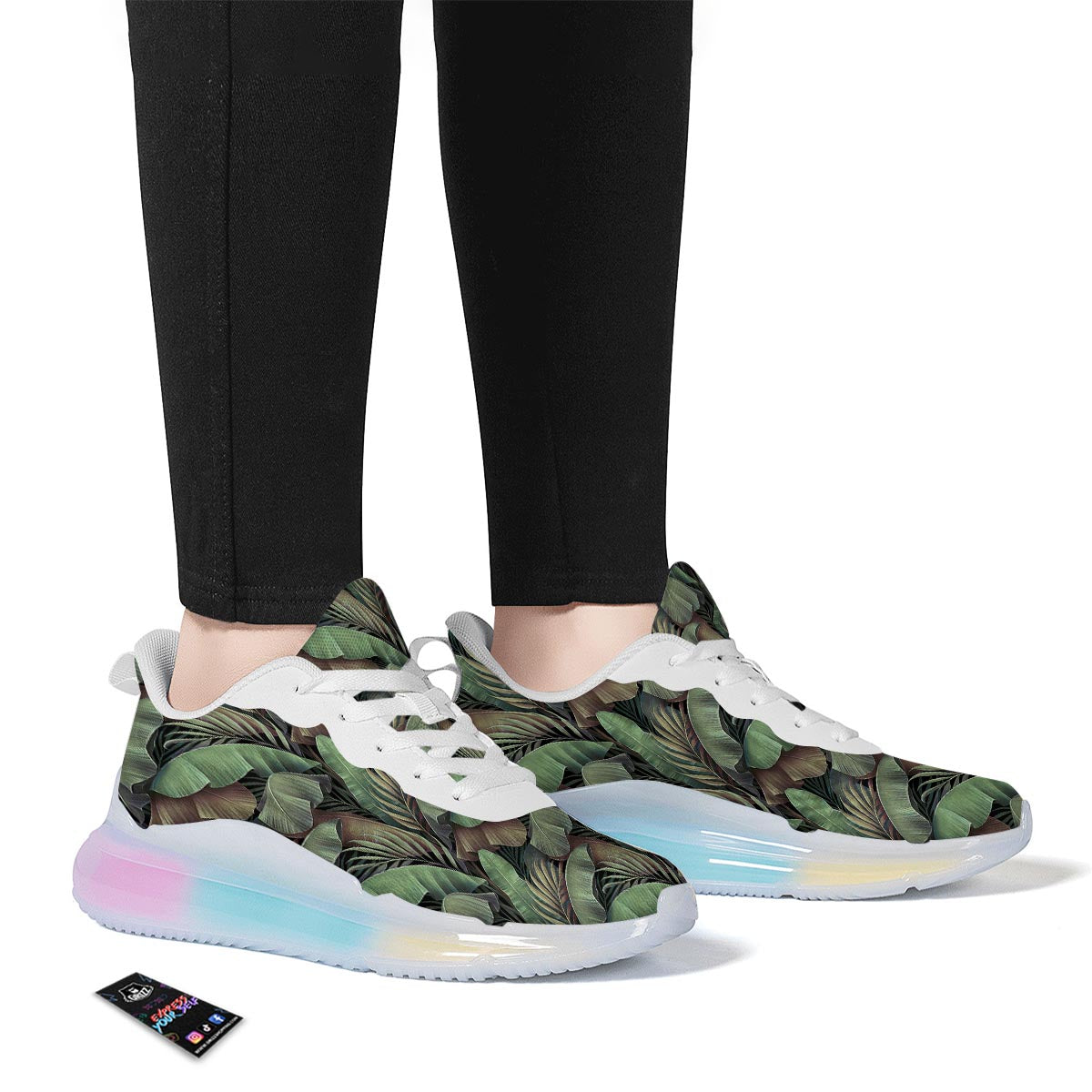Palm Leaf Tropical Banana Print Pattern Running Sneakers-grizzshop