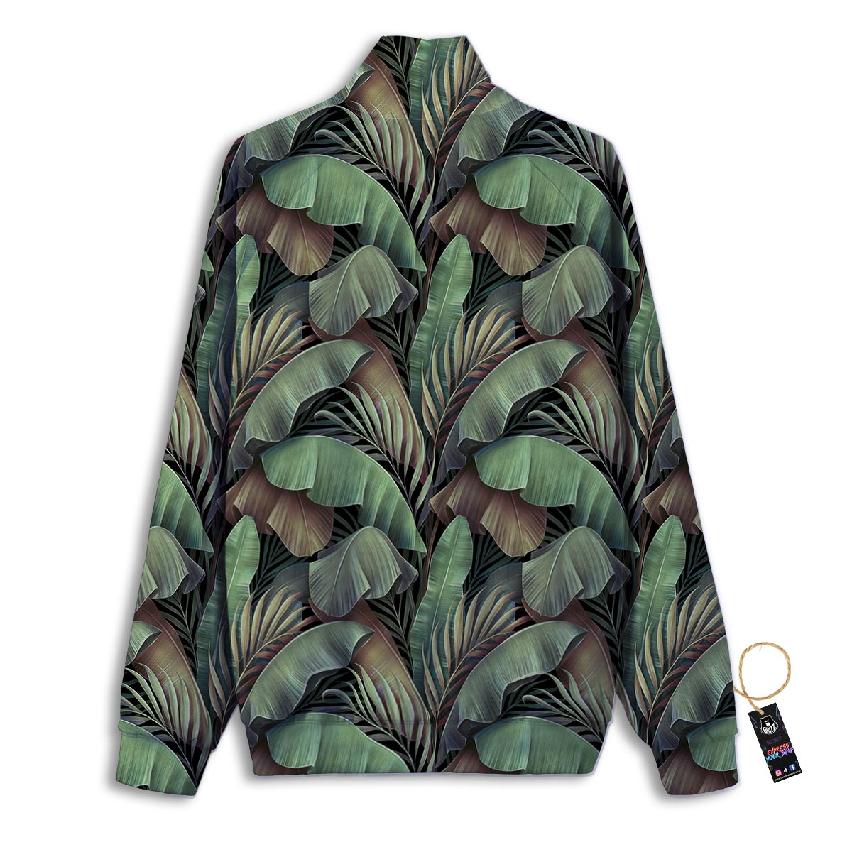 Palm Leaf Tropical Banana Print Pattern Track Jacket-grizzshop