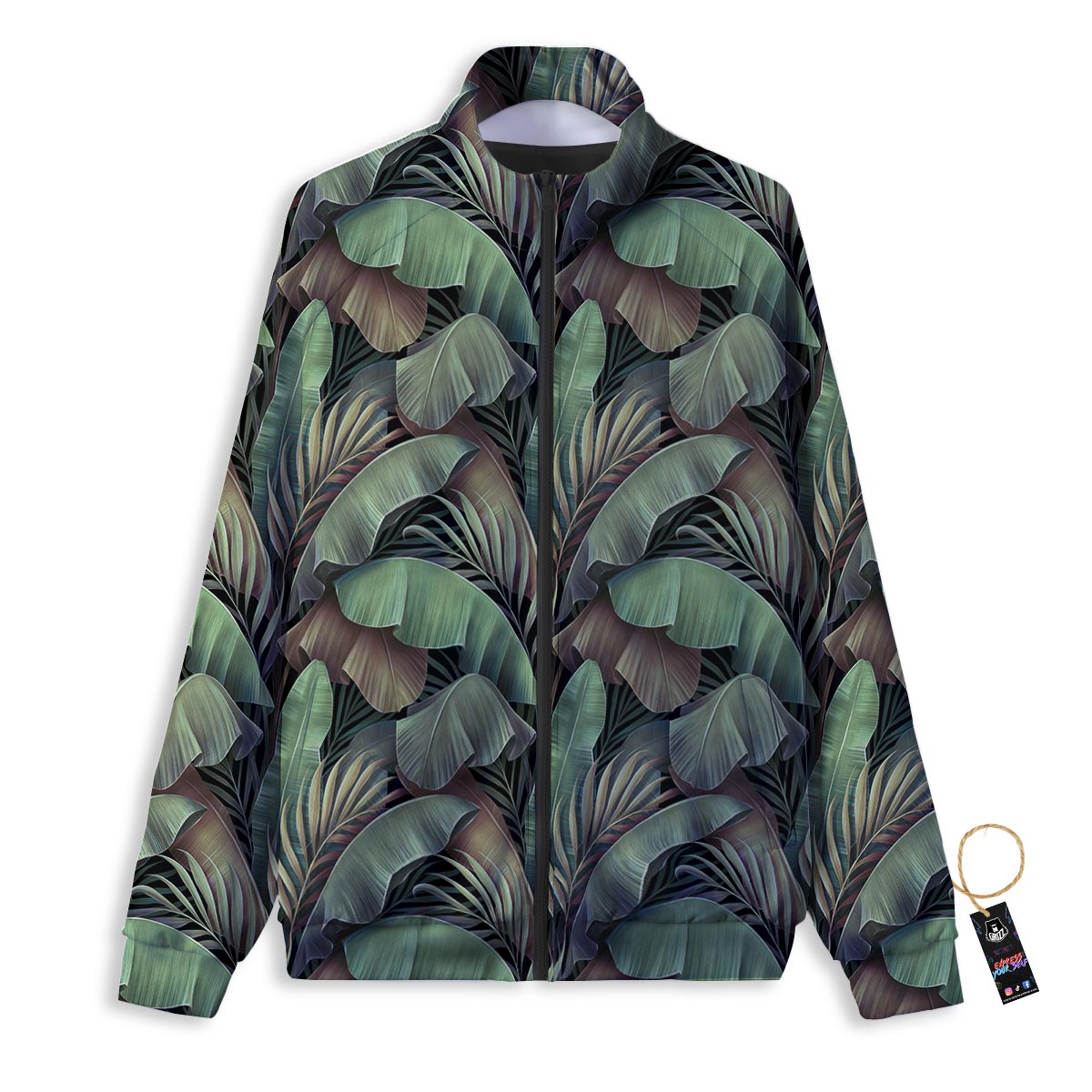 Palm Leaf Tropical Banana Print Pattern Track Jacket-grizzshop