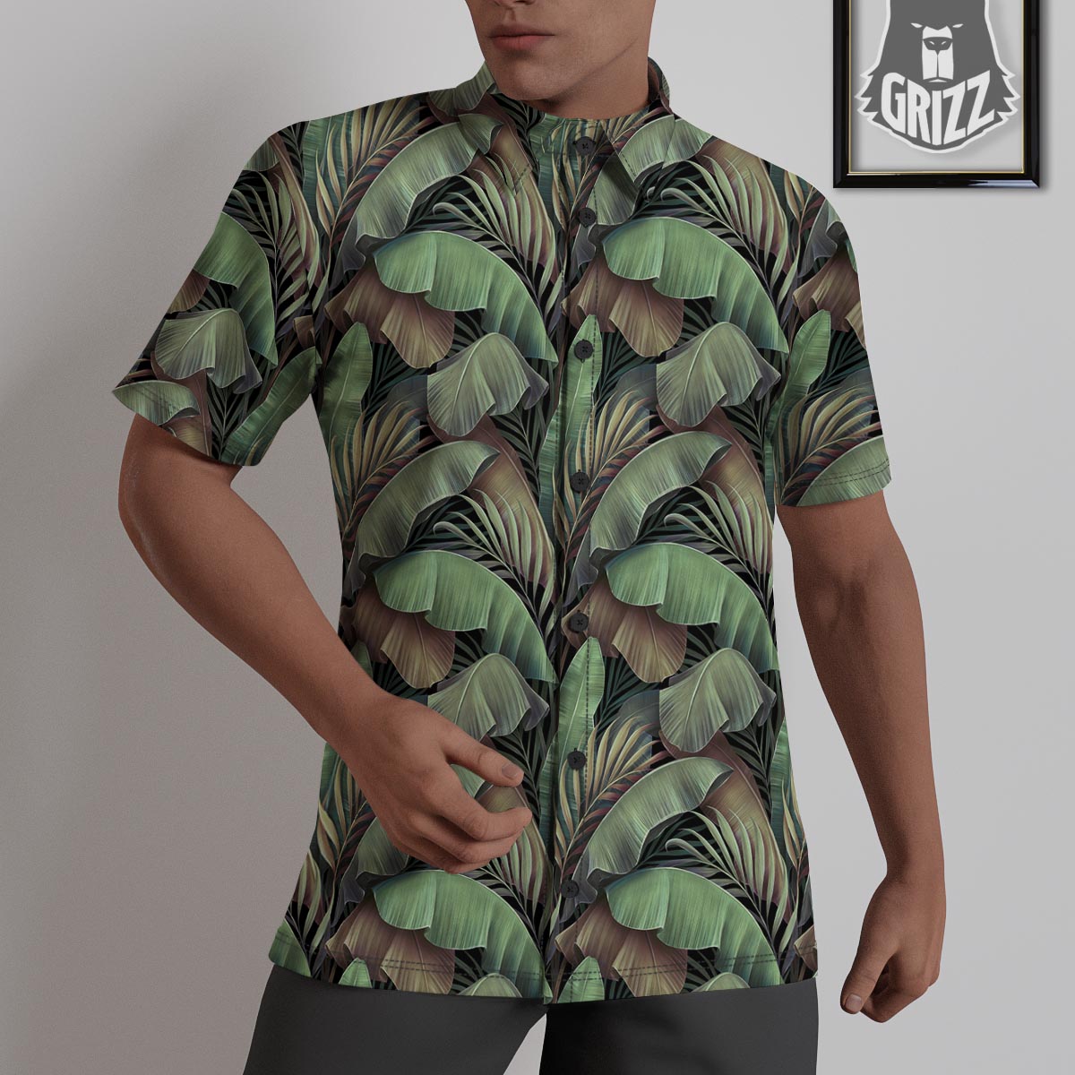 Palm Leaf Tropical Banana Print Pattern Untucked Shirts-grizzshop