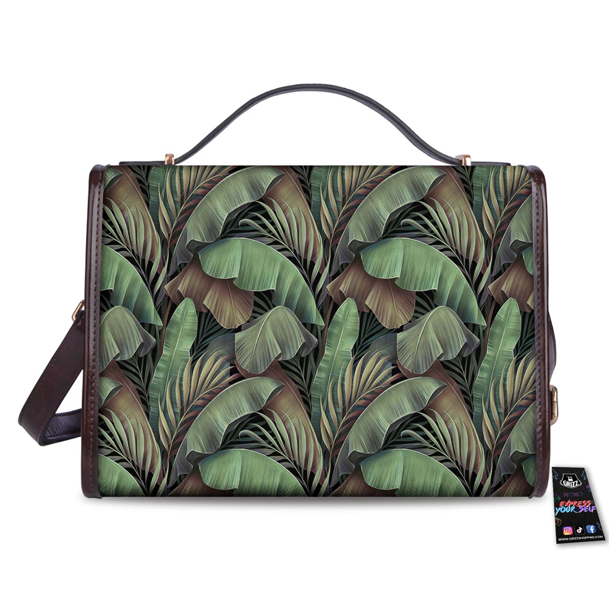 Palm Leaf Tropical Banana Print Pattern Women's Satchel Bag-grizzshop