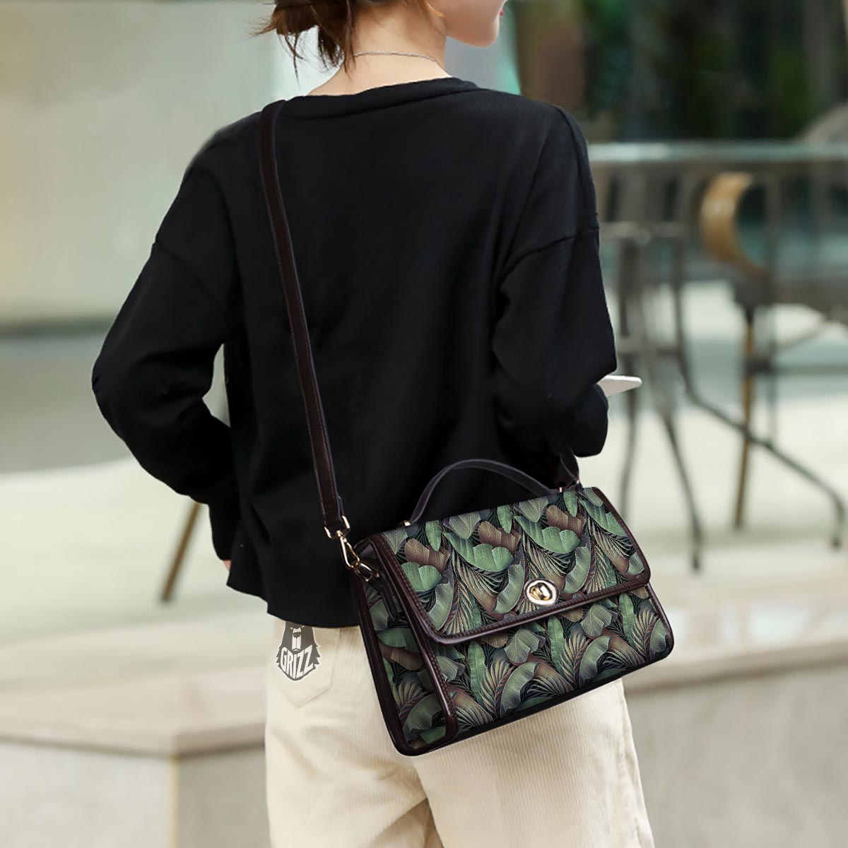 Palm Leaf Tropical Banana Print Pattern Women's Satchel Bag-grizzshop