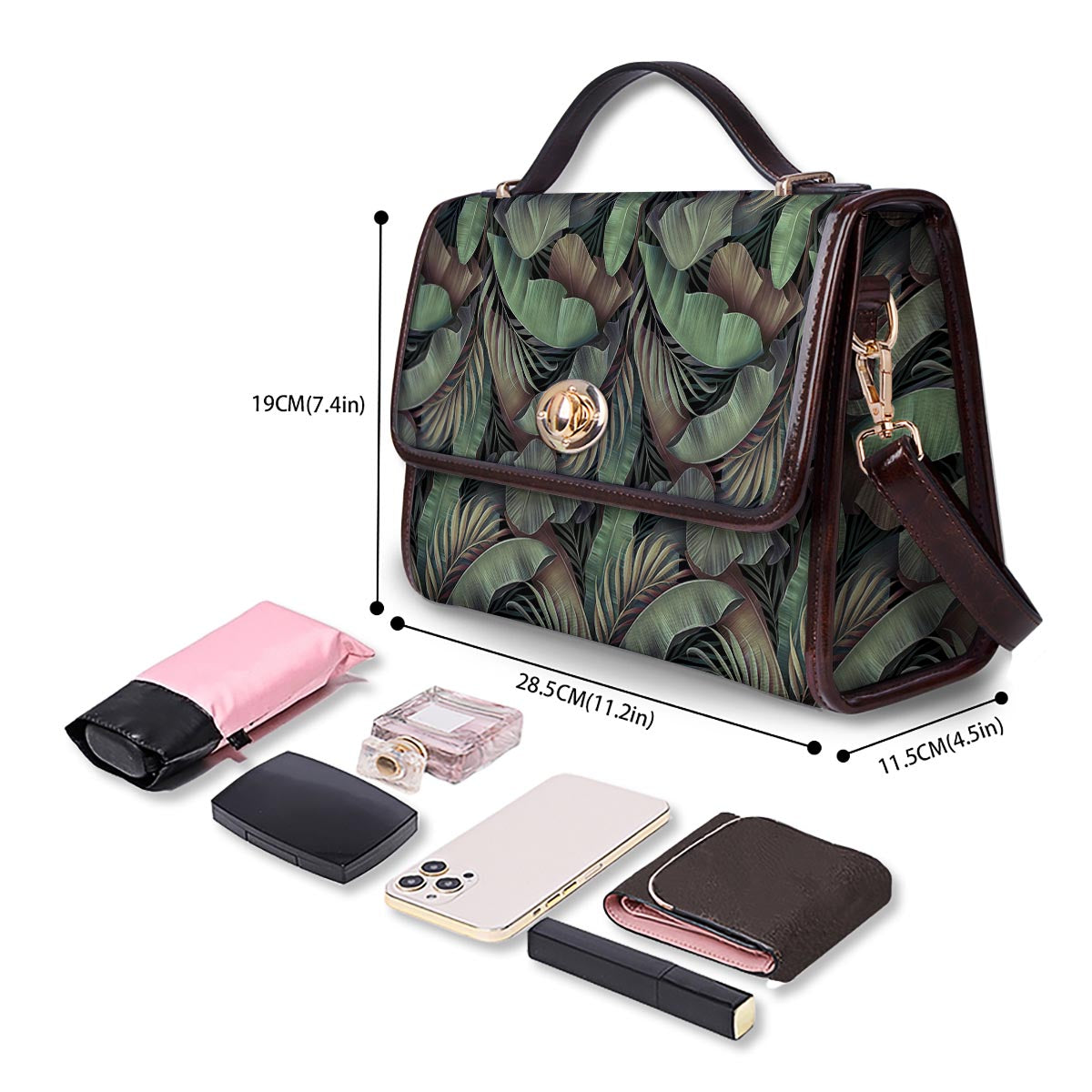 Palm Leaf Tropical Banana Print Pattern Women's Satchel Bag-grizzshop