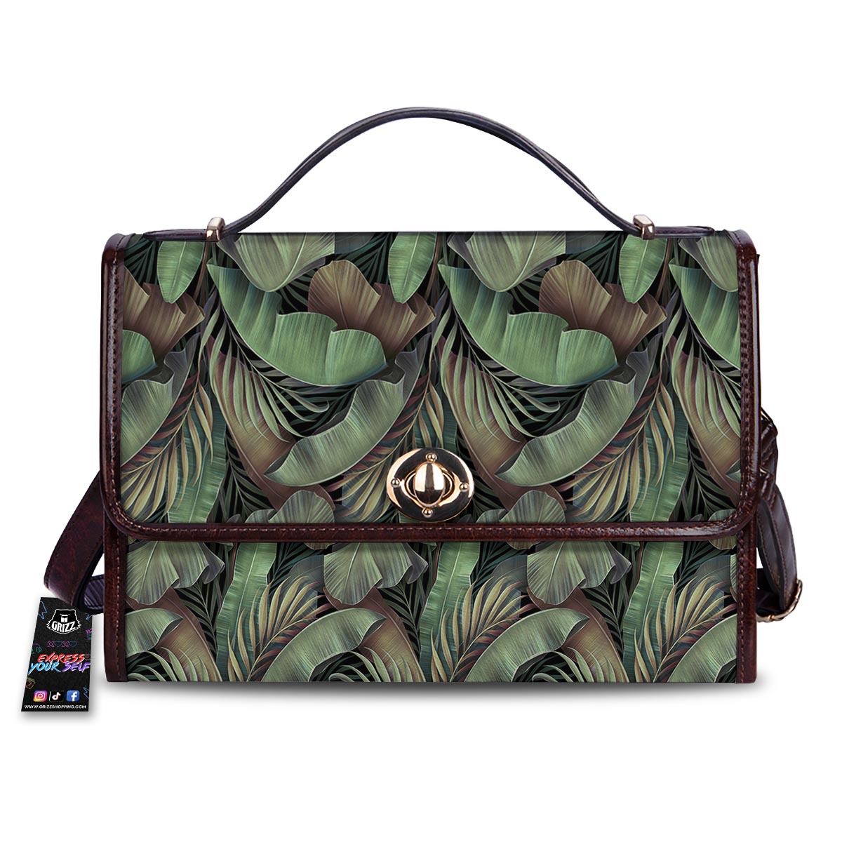 Palm Leaf Tropical Banana Print Pattern Women's Satchel Bag-grizzshop