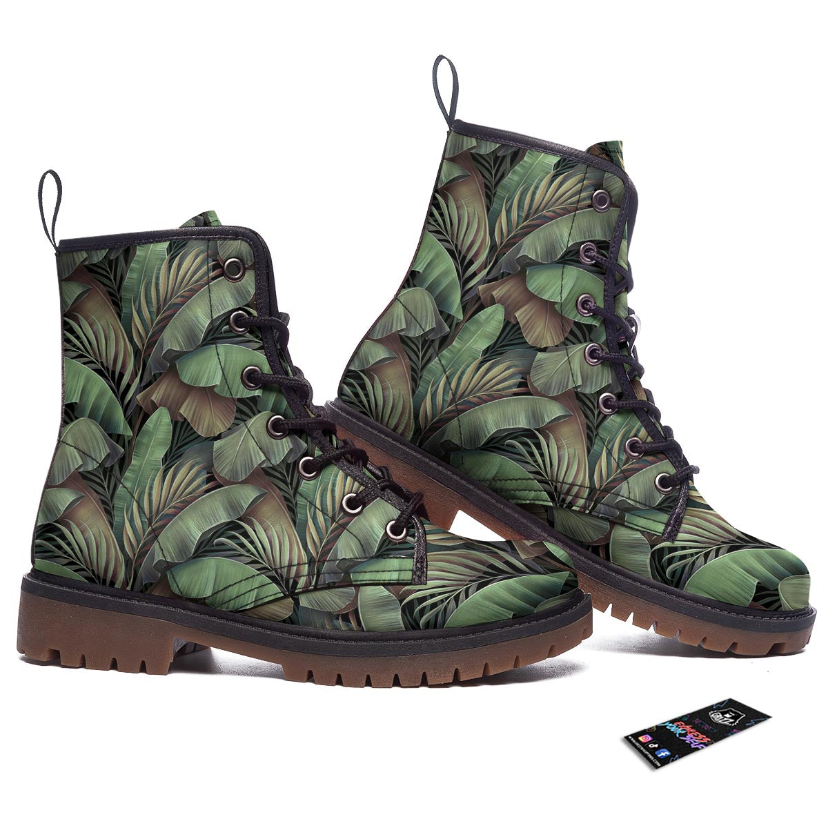Palm Leaf Tropical Banana Print Pattern Work Boots-grizzshop