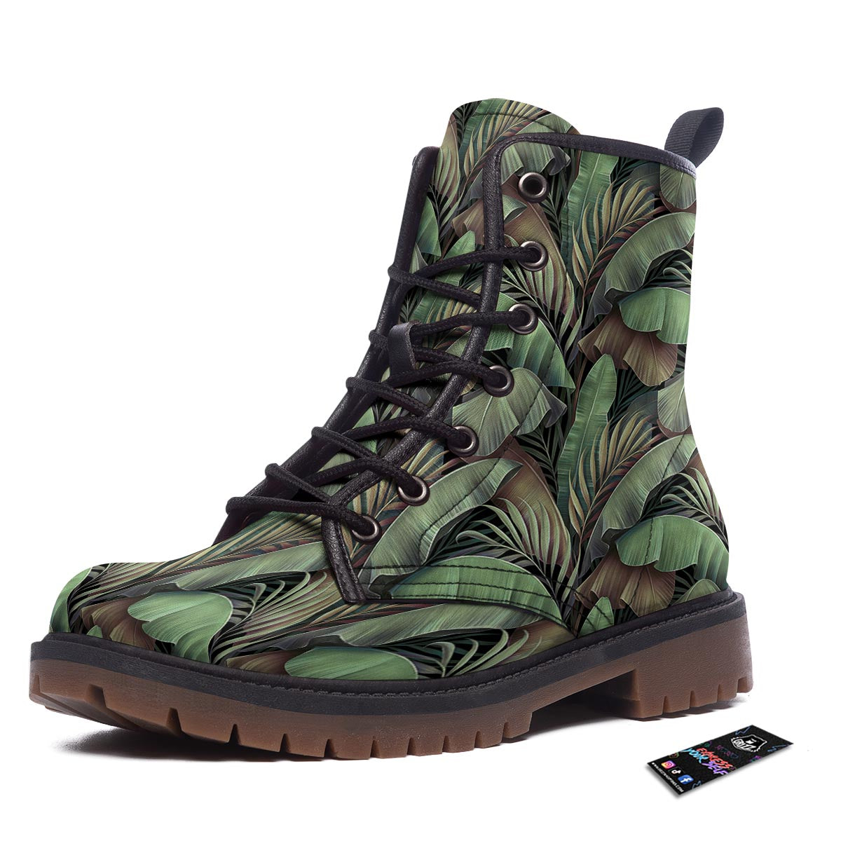 Palm Leaf Tropical Banana Print Pattern Work Boots-grizzshop