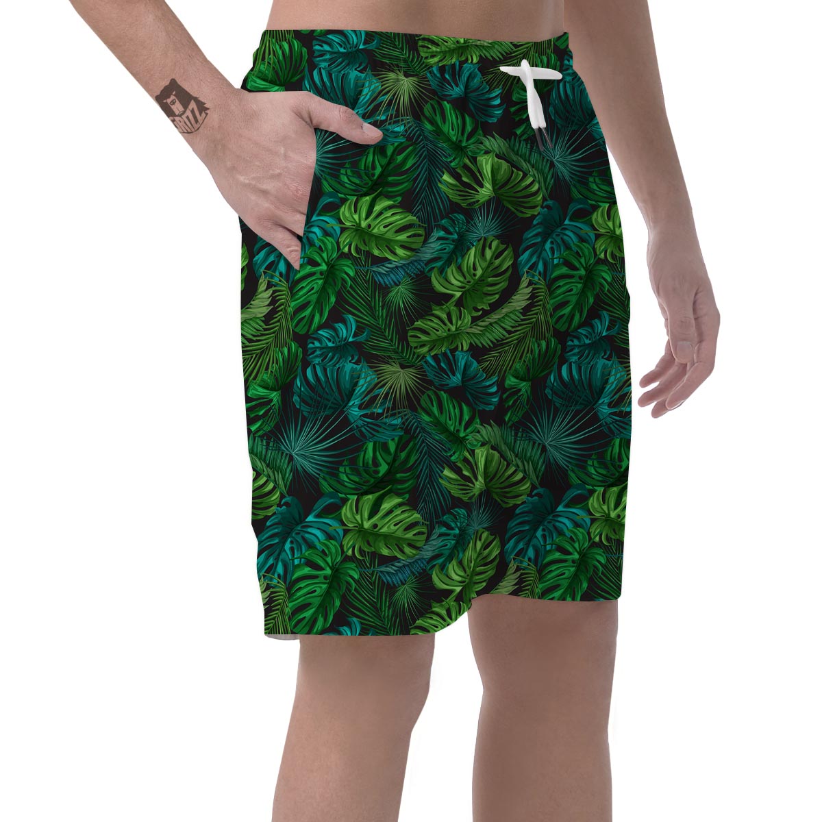 Palm Leaf Tropical Print Men's Shorts-grizzshop