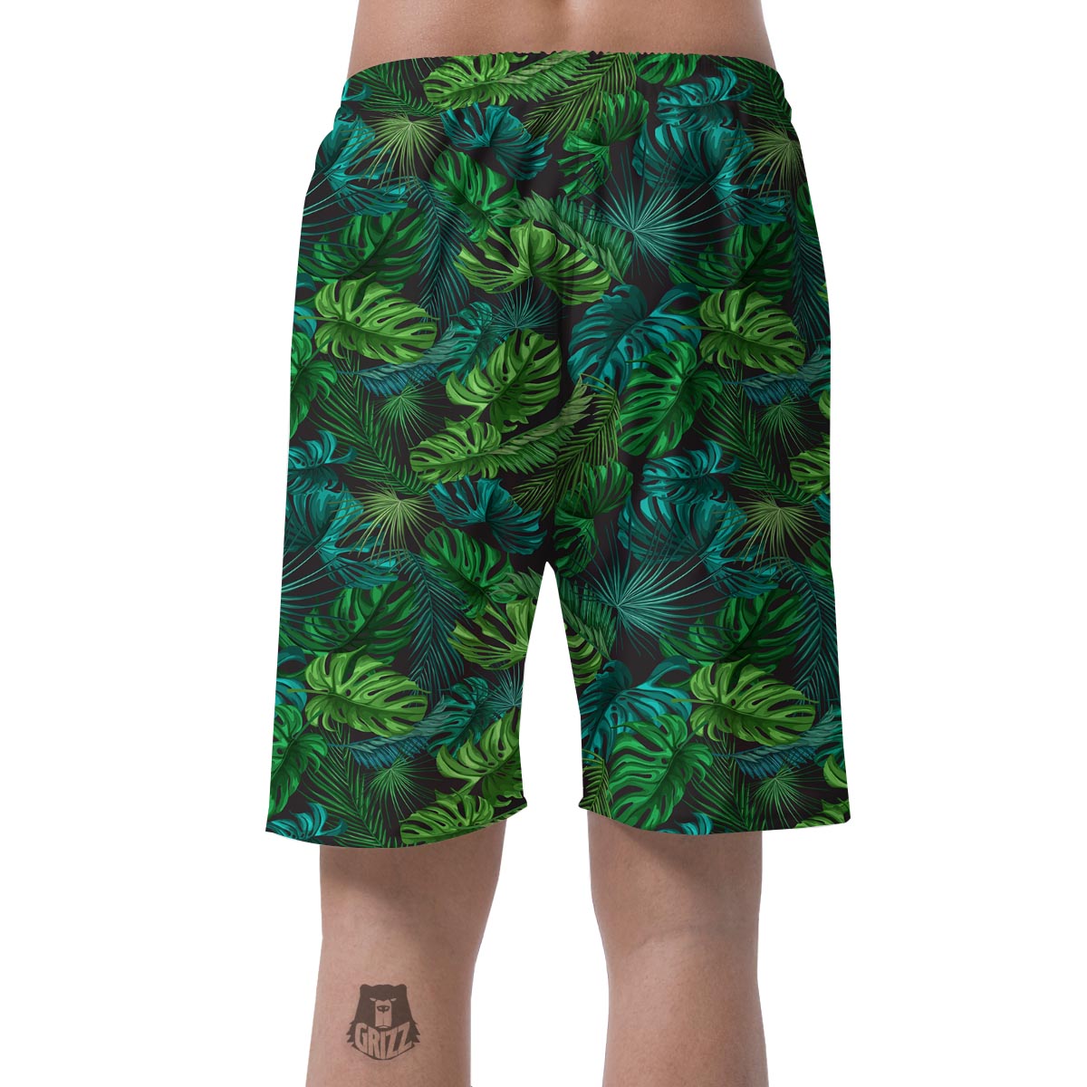 Palm Leaf Tropical Print Men's Shorts-grizzshop