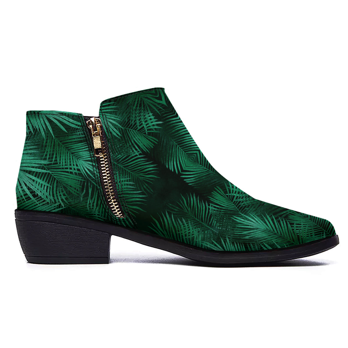 Palm Leaf Tropical Print Pattern Ankle Boots-grizzshop