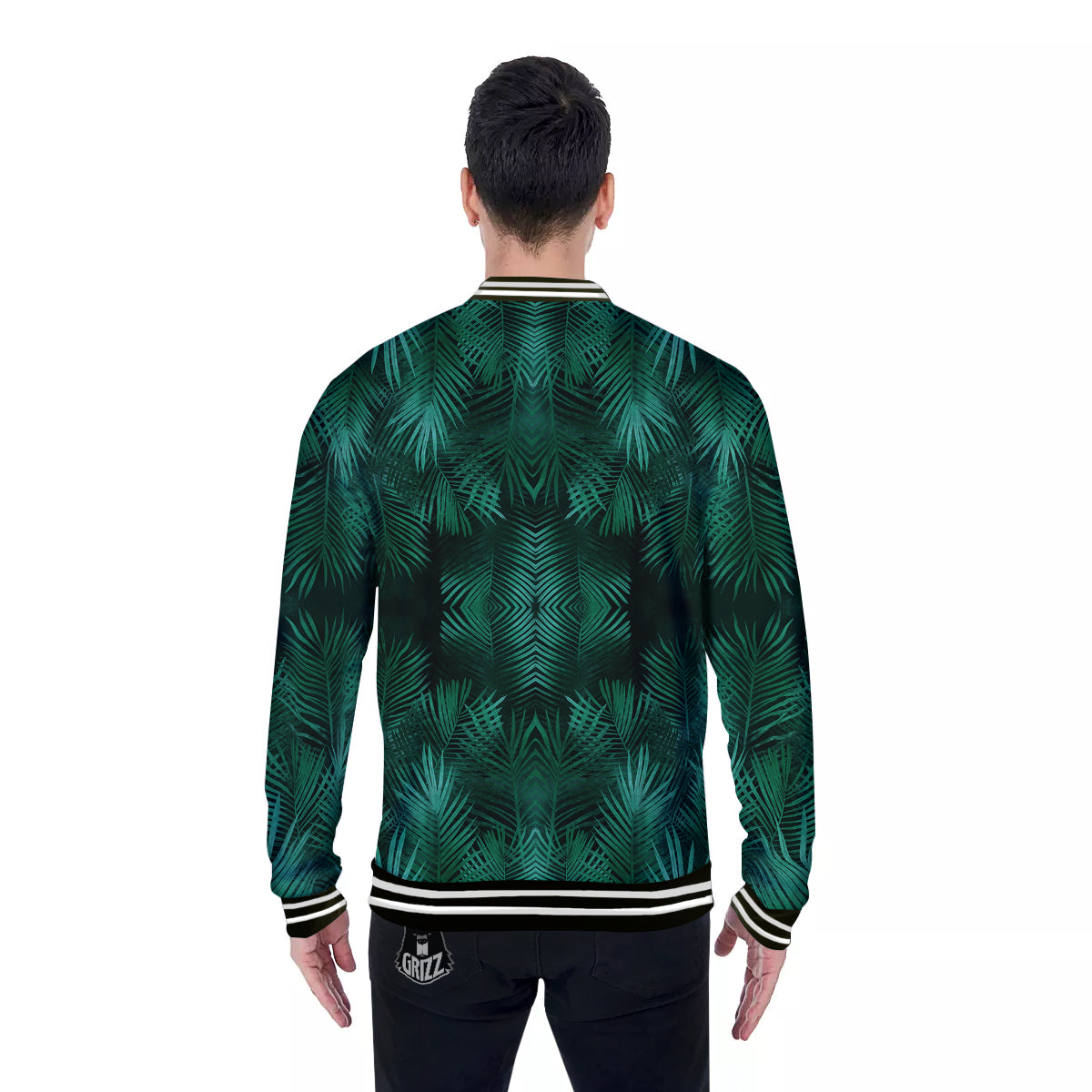 Palm Leaf Tropical Print Pattern Baseball Jacket-grizzshop