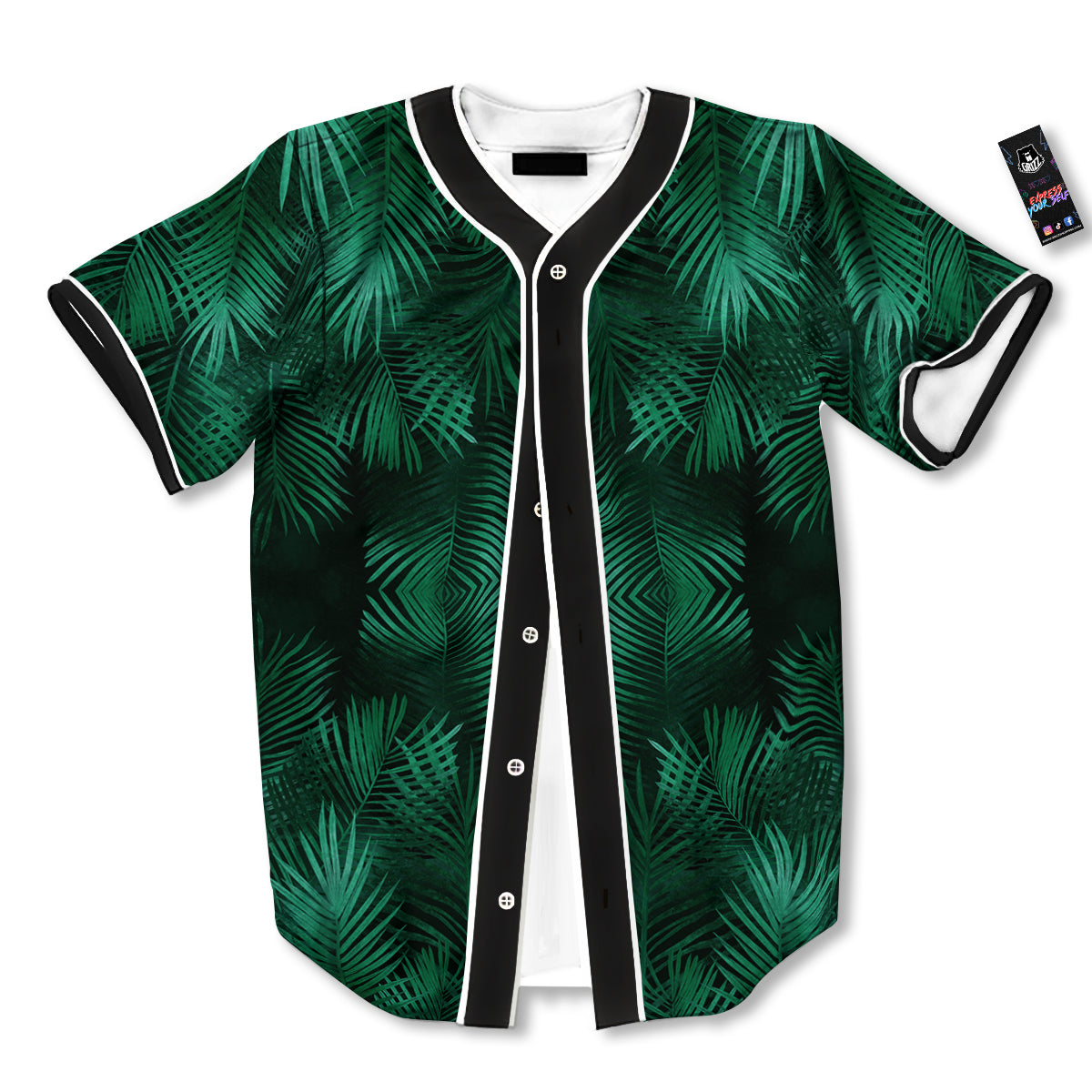 Palm Leaf Tropical Print Pattern Baseball Jersey-grizzshop