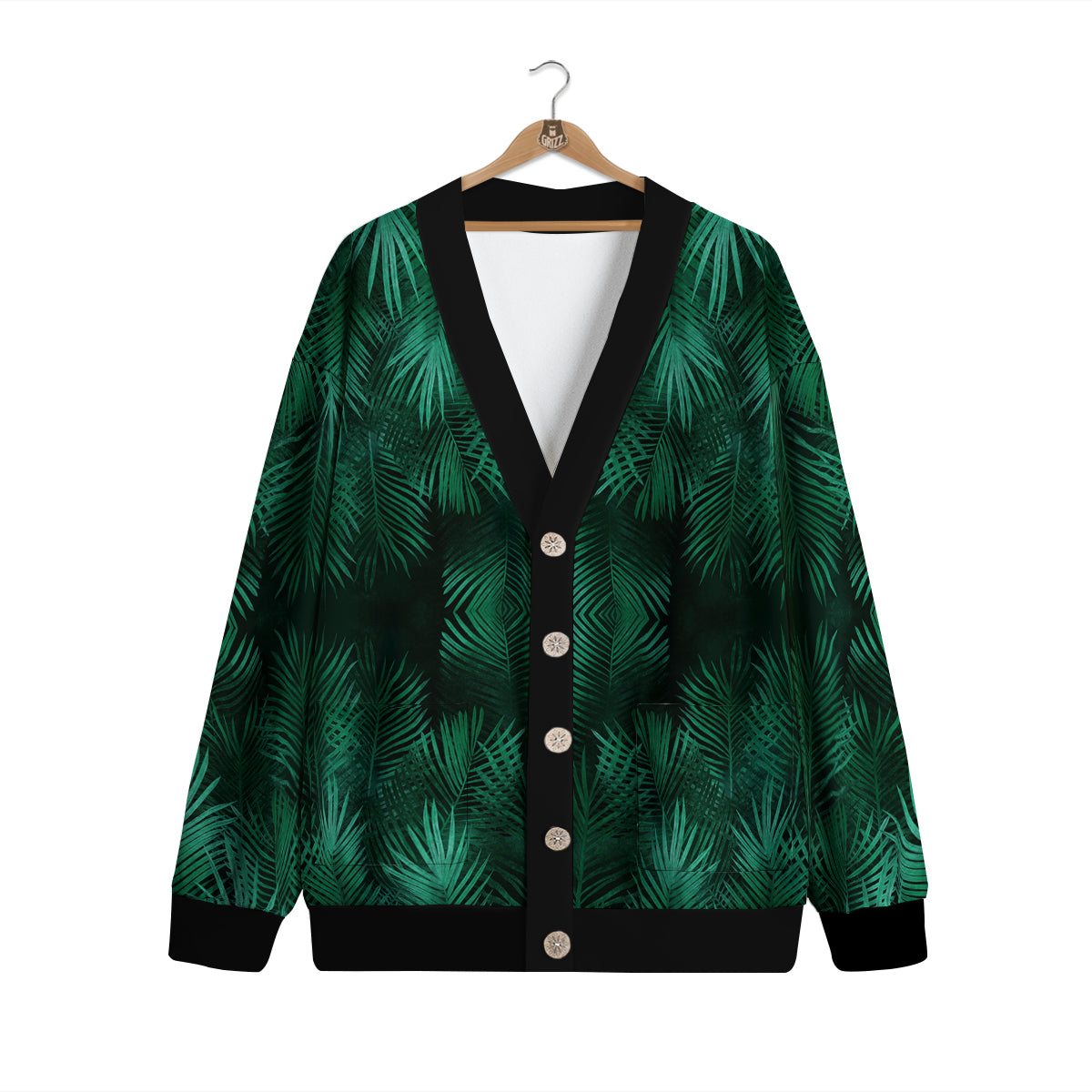 Palm Leaf Tropical Print Pattern Cardigan-grizzshop
