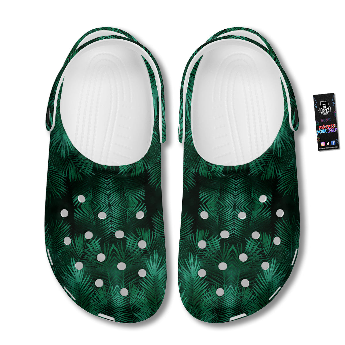 Palm Leaf Tropical Print Pattern Clog-grizzshop