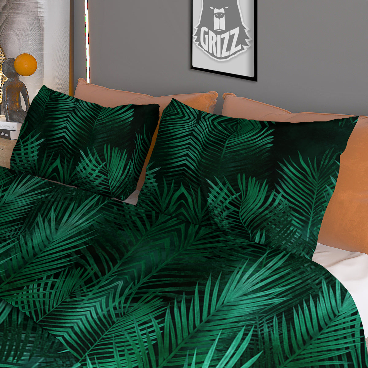 Palm Leaf Tropical Print Pattern Duvet Cover Bedding Set
