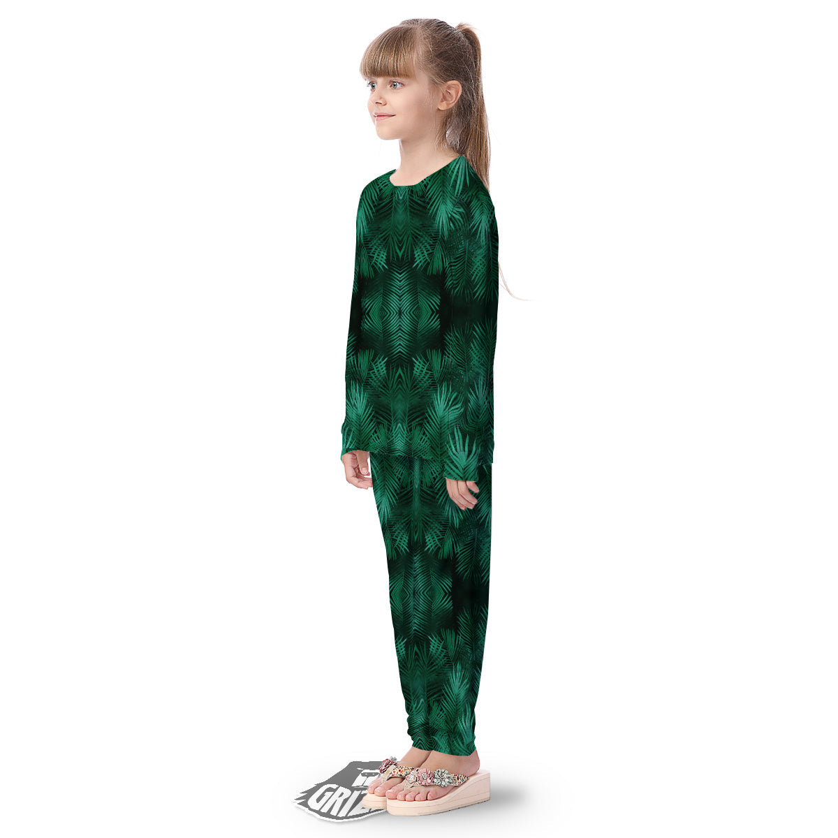 Palm Leaf Tropical Print Pattern Kid's Pajamas-grizzshop