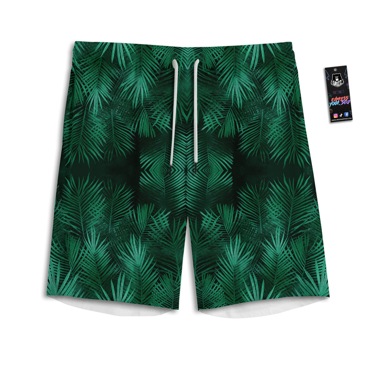 Palm Leaf Tropical Print Pattern Men's Athletic Shorts