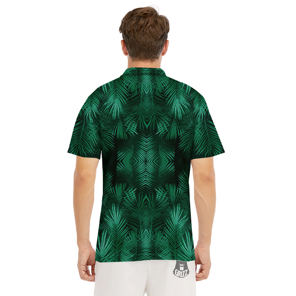 Palm Leaf Tropical Print Pattern Men's Golf Shirts-grizzshop