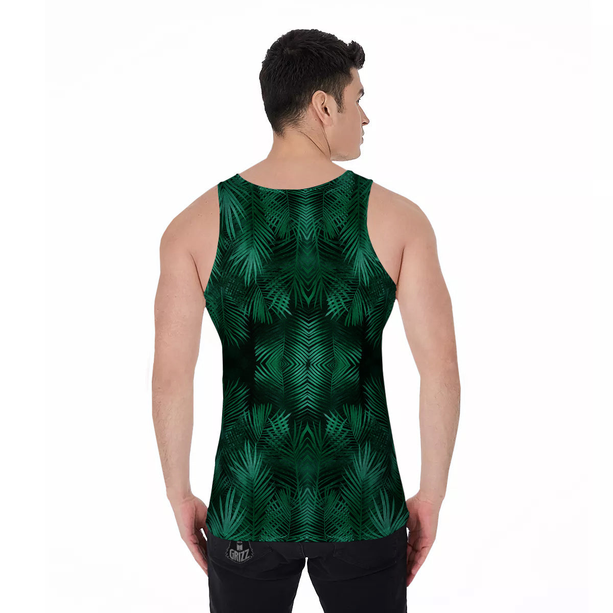 Palm Leaf Tropical Print Pattern Men's Tank Top-grizzshop