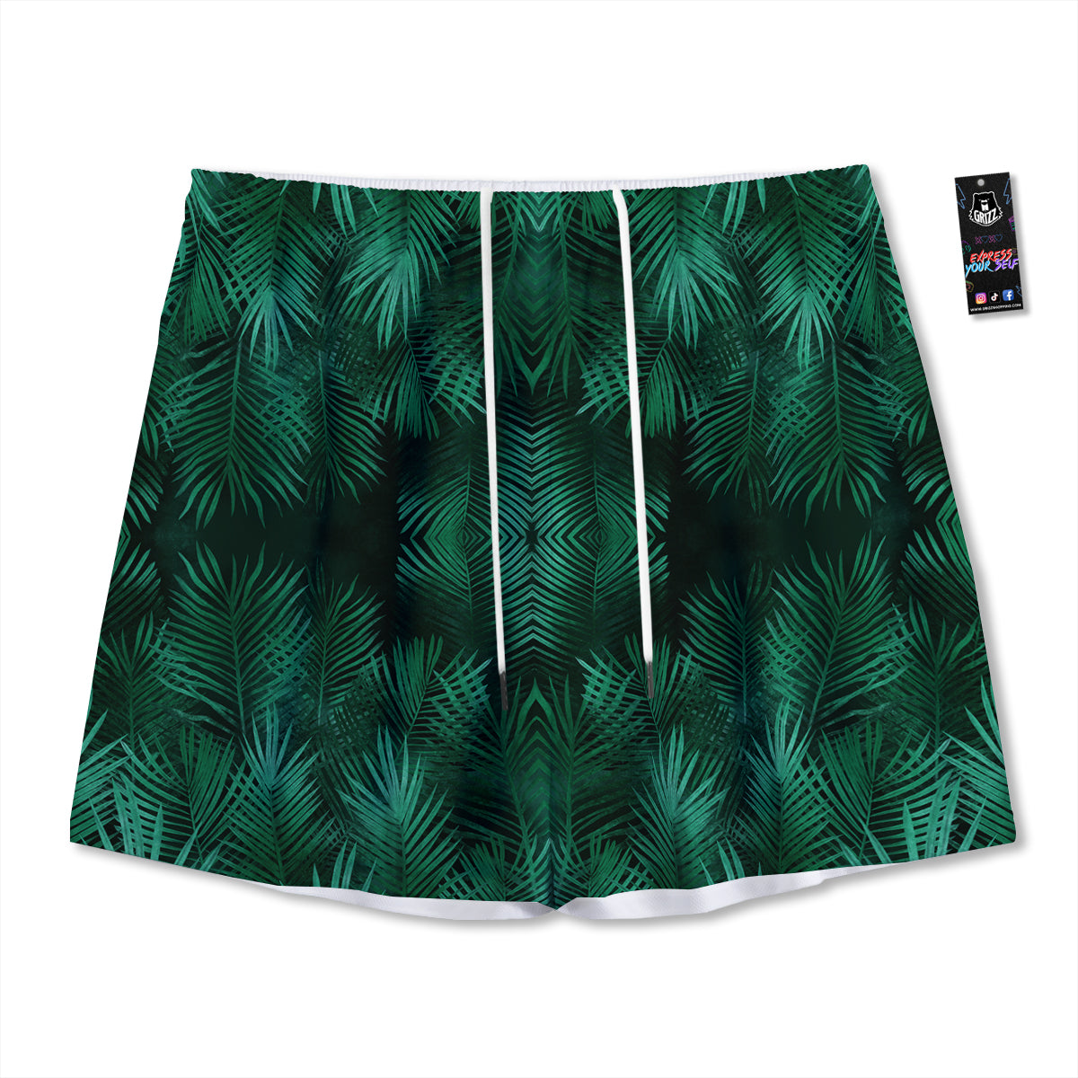 Palm Leaf Tropical Print Pattern Mesh Shorts