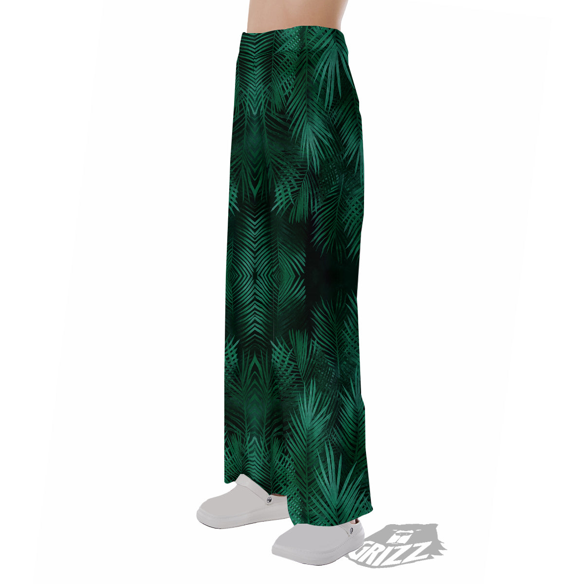 Palm Leaf Tropical Print Pattern Pajama Pants-grizzshop