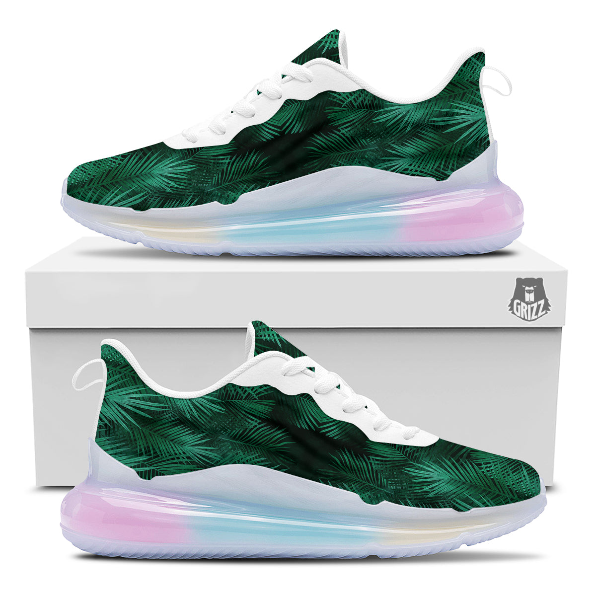 Palm Leaf Tropical Print Pattern Running Sneakers-grizzshop