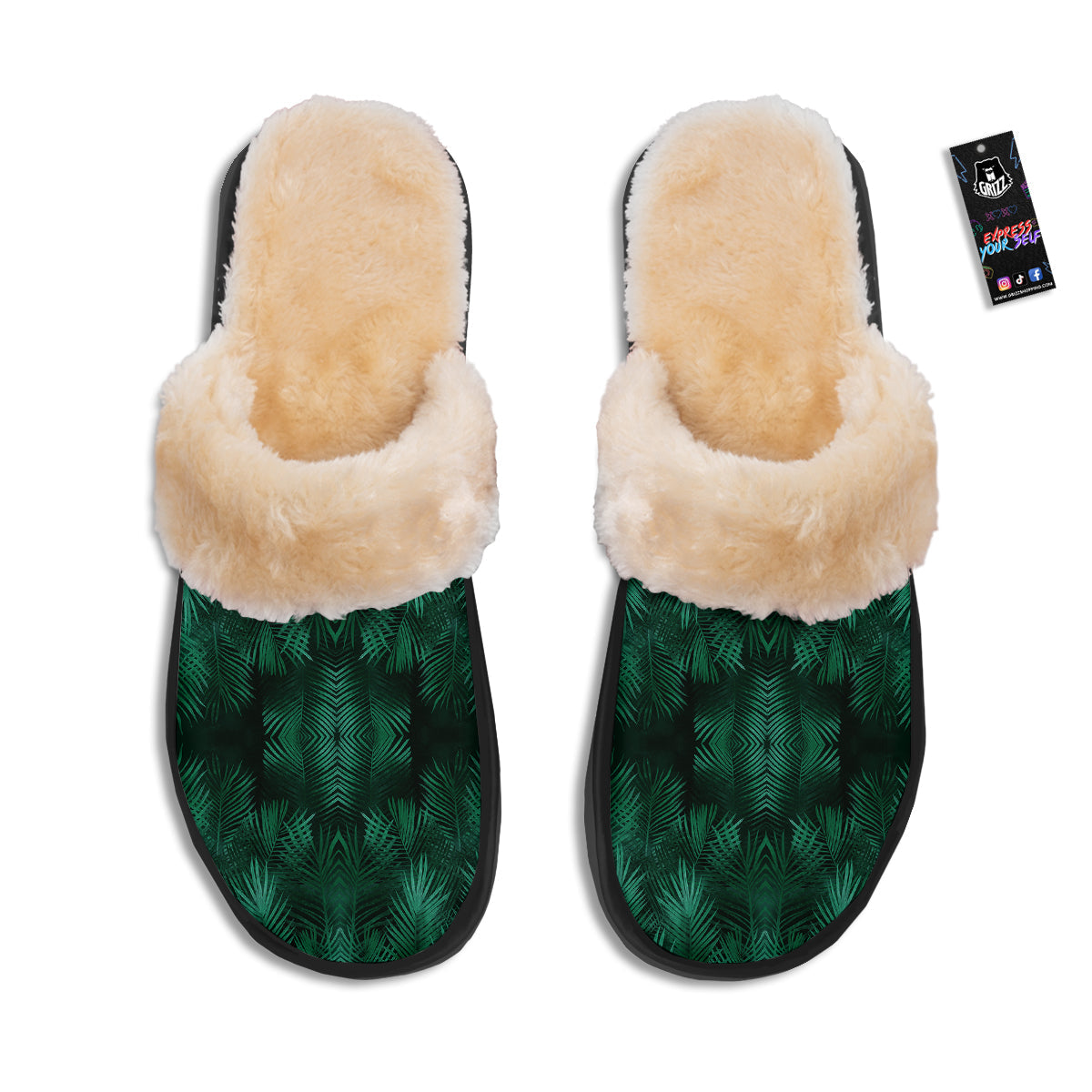 Palm Leaf Tropical Print Pattern Slippers-grizzshop
