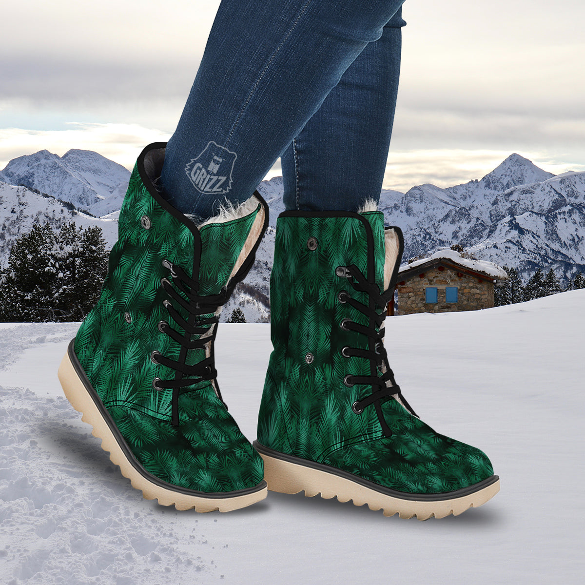 Palm Leaf Tropical Print Pattern Snow Boots-grizzshop