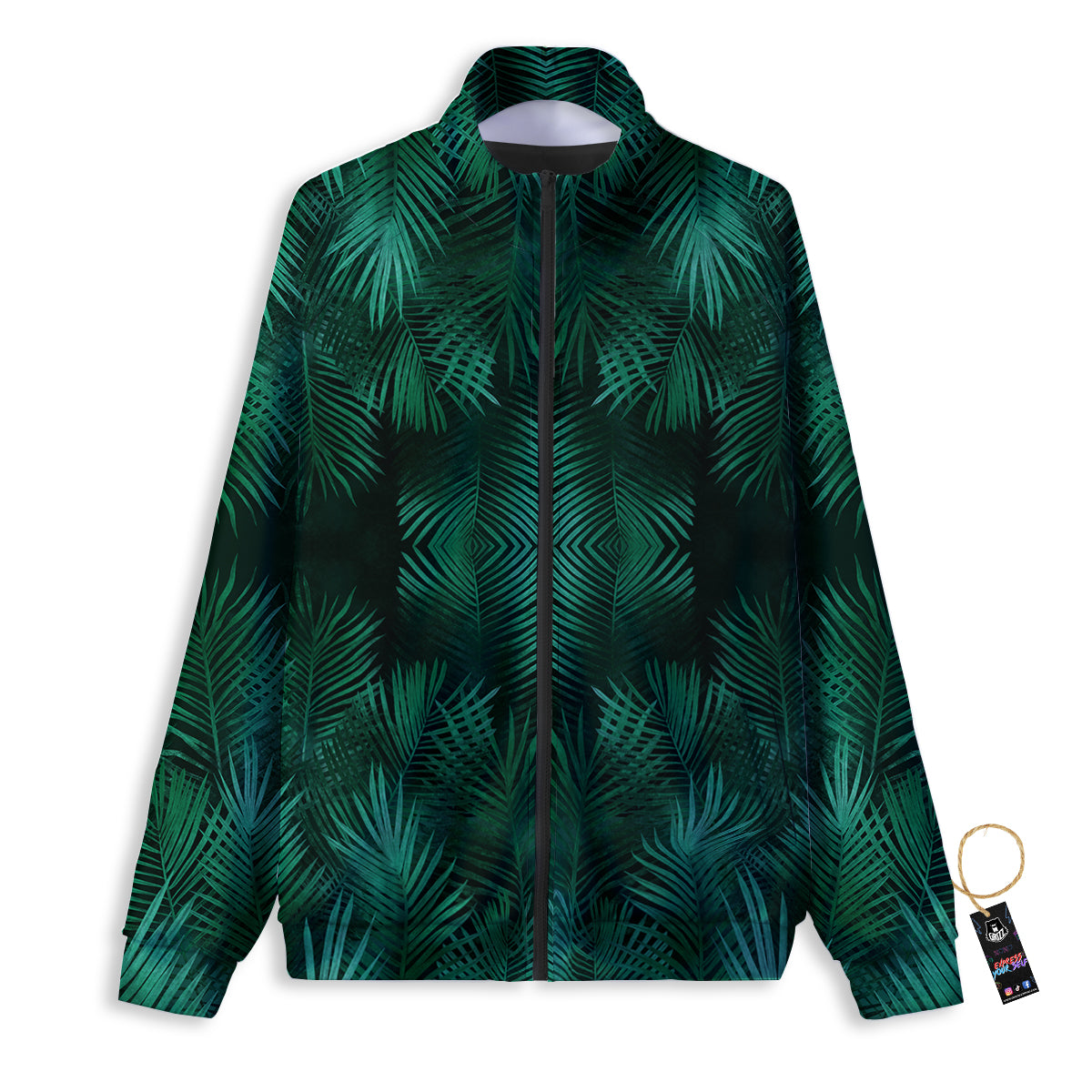 Palm Leaf Tropical Print Pattern Track Jacket-grizzshop