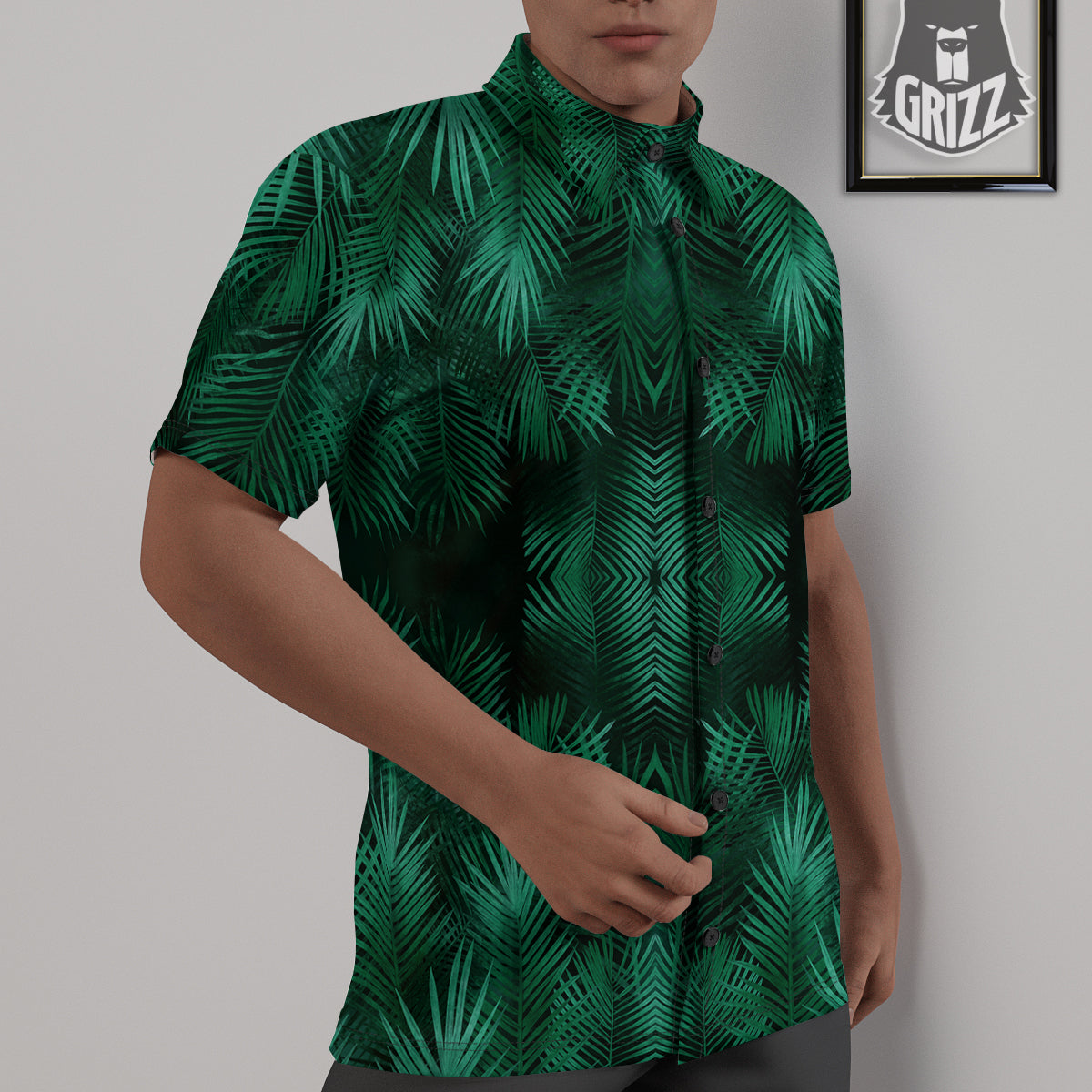 Palm Leaf Tropical Print Pattern Untucked Shirts-grizzshop