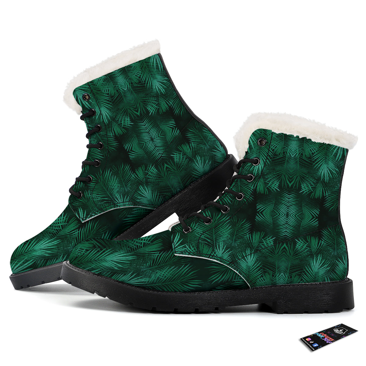 Palm Leaf Tropical Print Pattern Winter Boots-grizzshop