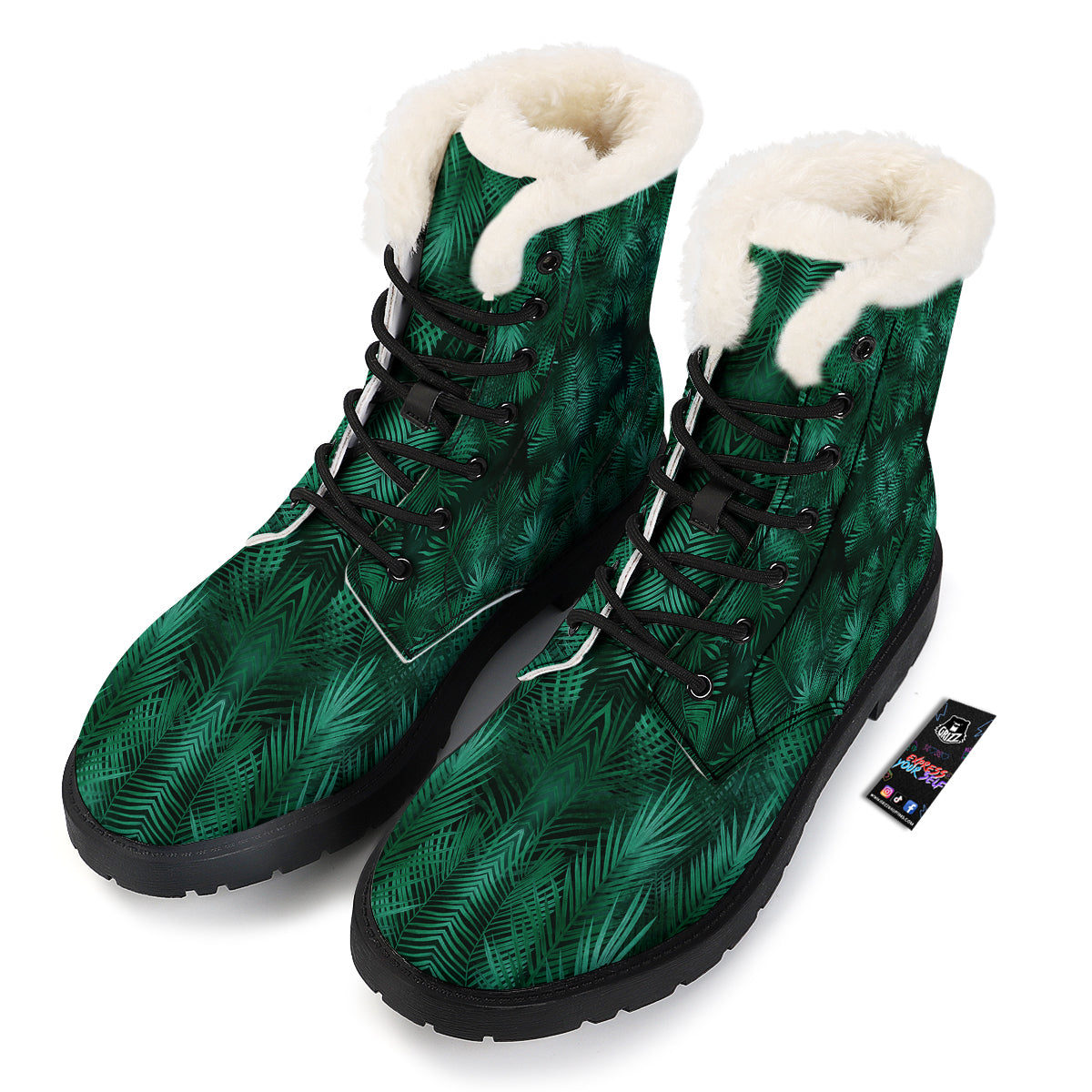 Palm Leaf Tropical Print Pattern Winter Boots-grizzshop