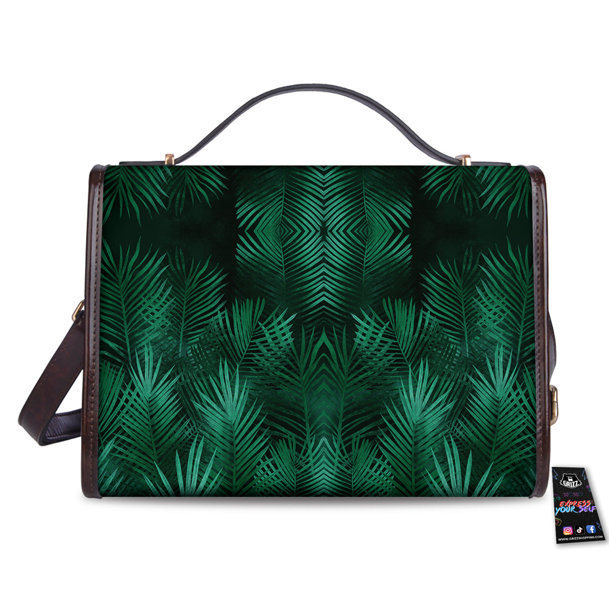 Palm Leaf Tropical Print Pattern Women's Satchel Bag-grizzshop