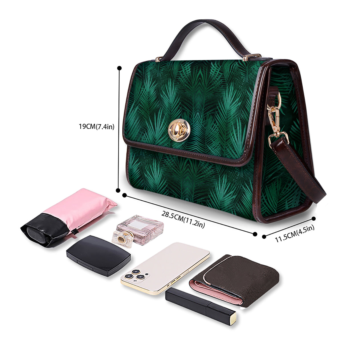 Palm Leaf Tropical Print Pattern Women's Satchel Bag-grizzshop