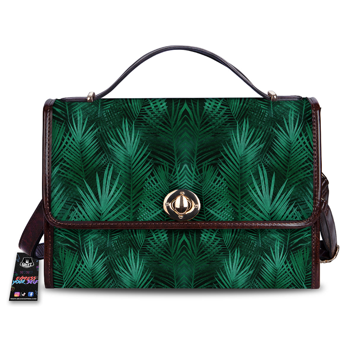 Palm Leaf Tropical Print Pattern Women's Satchel Bag-grizzshop
