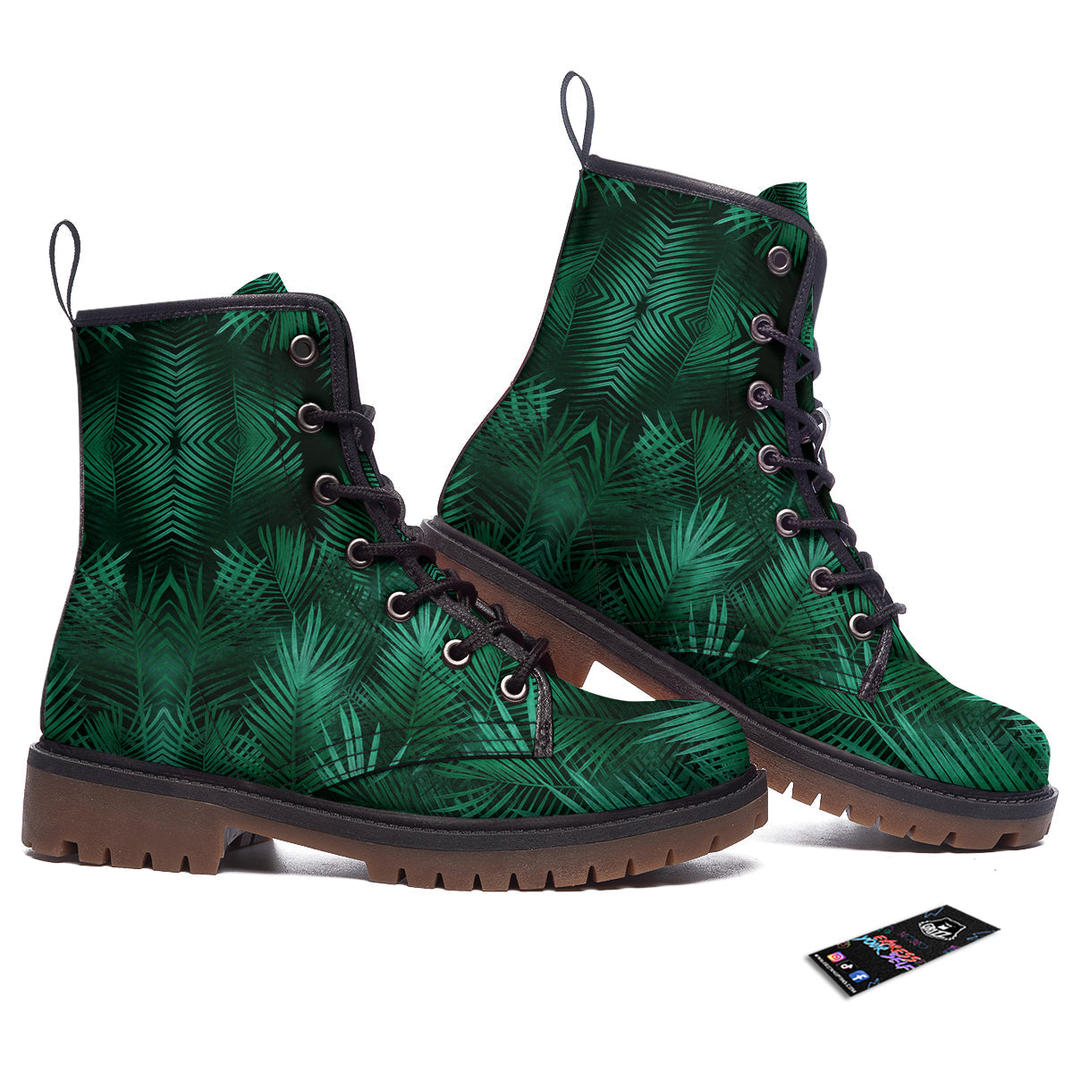Palm Leaf Tropical Print Pattern Work Boots-grizzshop