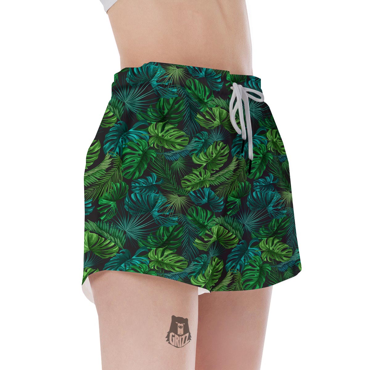 Palm Leaf Tropical Print Women's Shorts-grizzshop