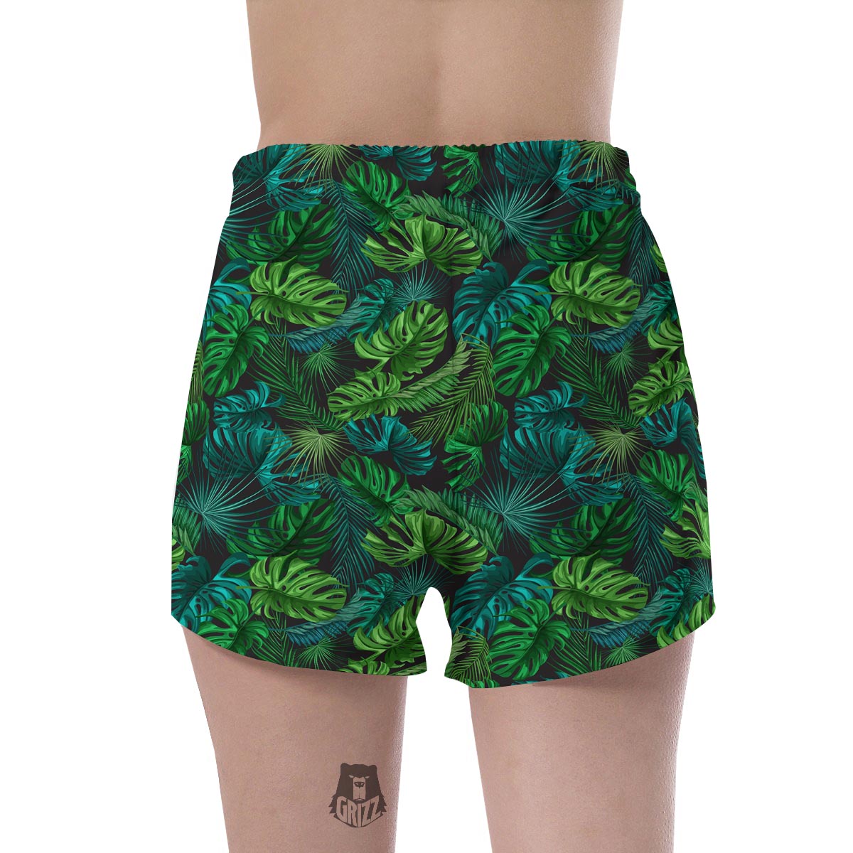 Palm Leaf Tropical Print Women's Shorts-grizzshop