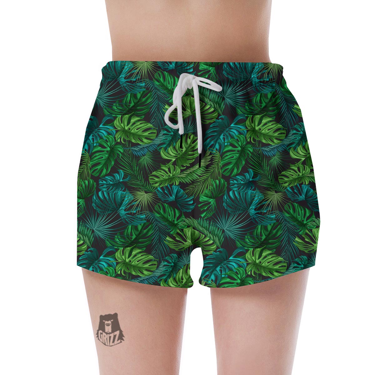 Palm Leaf Tropical Print Women's Shorts-grizzshop