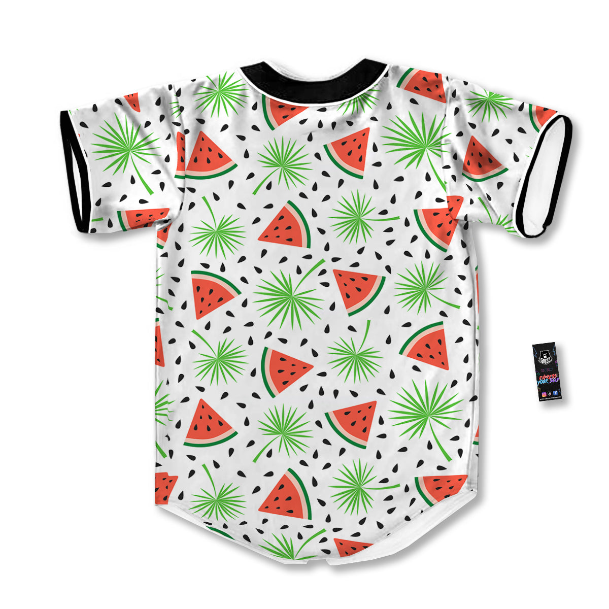 Palm Leaf Watermelon White Print Pattern Baseball Jersey-grizzshop