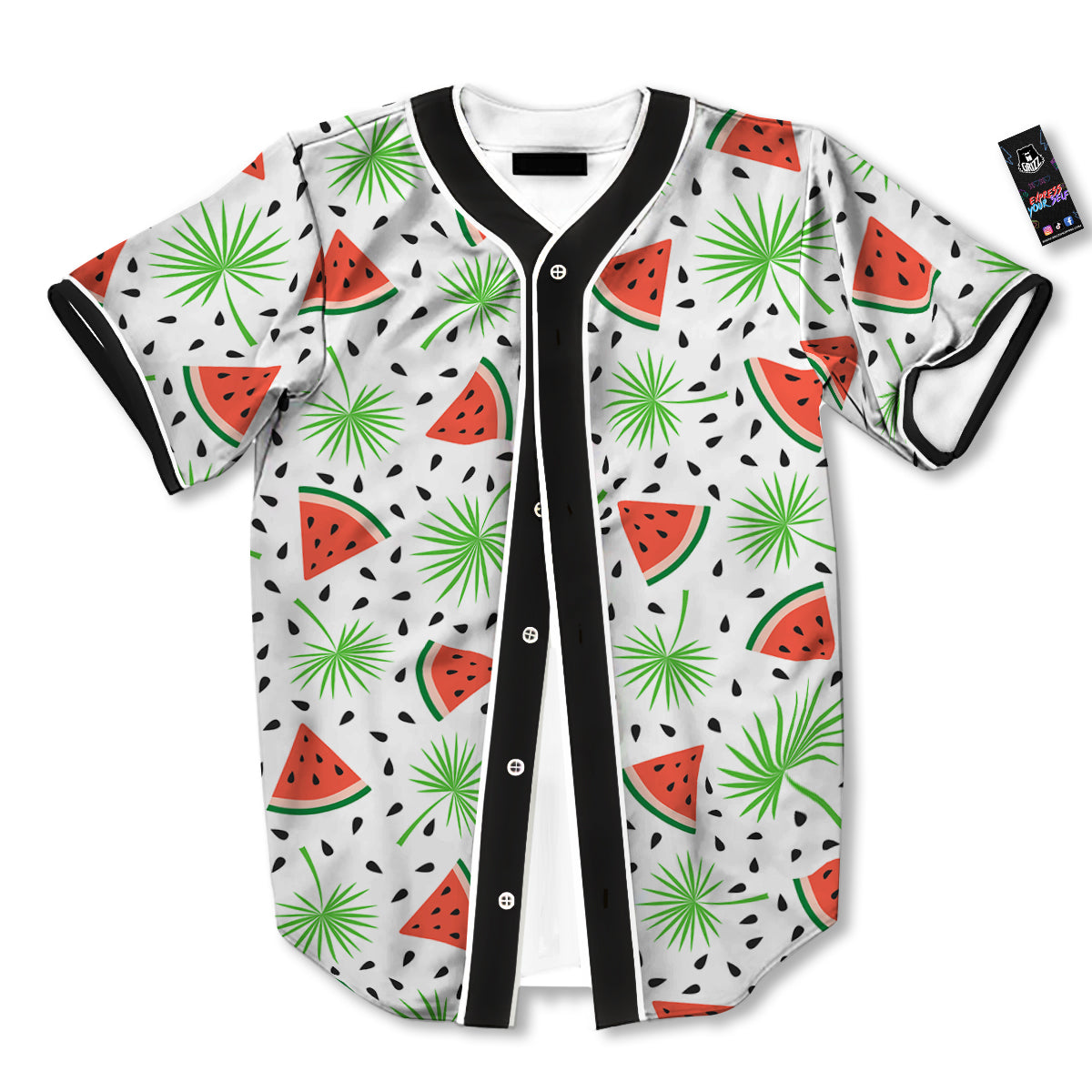 Palm Leaf Watermelon White Print Pattern Baseball Jersey-grizzshop