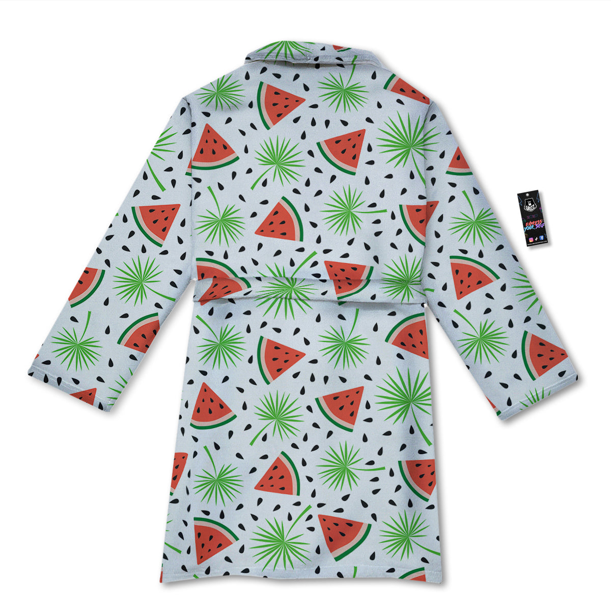 Palm Leaf Watermelon White Print Pattern Bathrobe-grizzshop