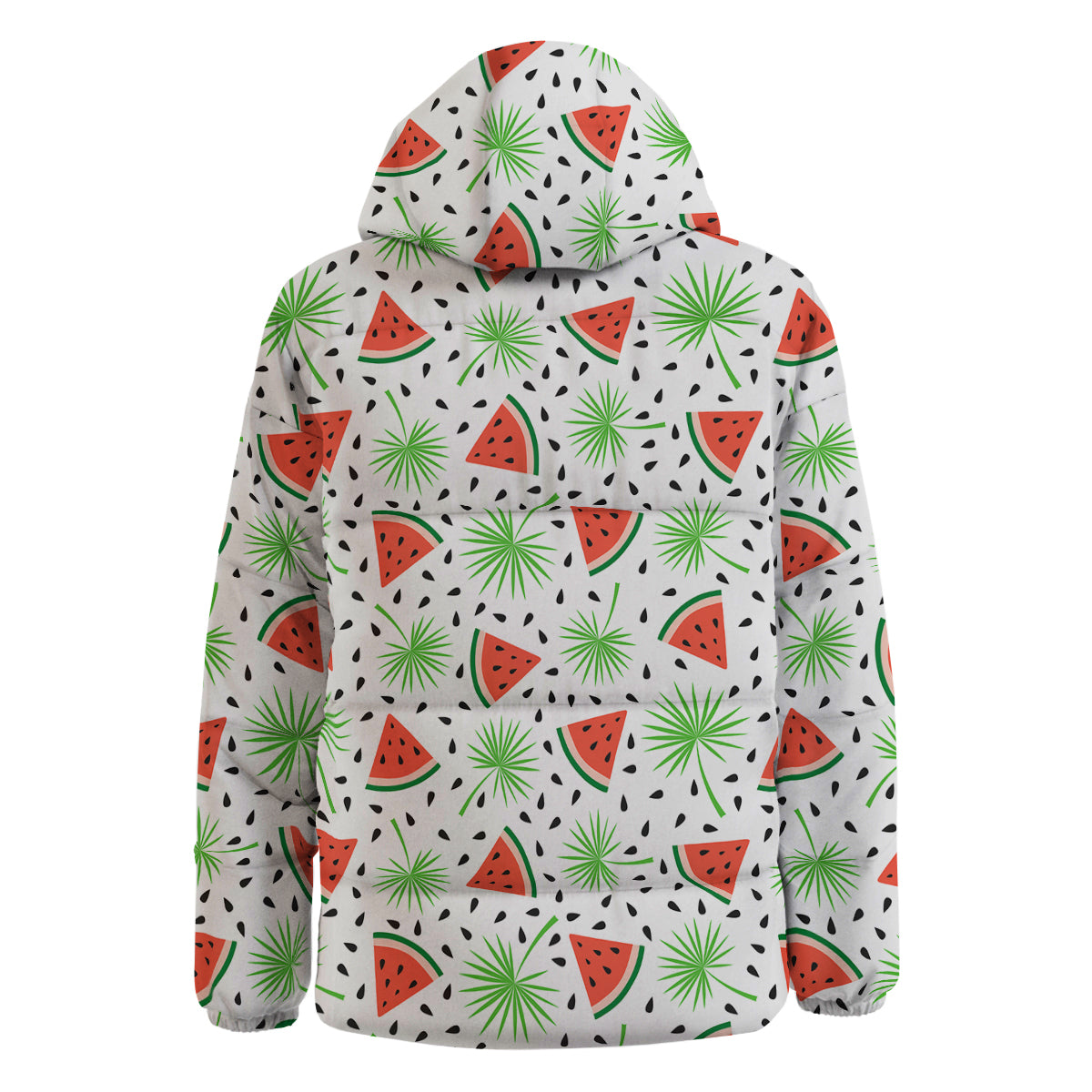 Palm Leaf Watermelon White Print Pattern Down Jacket-grizzshop