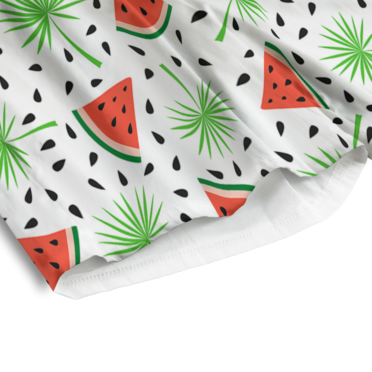 Palm Leaf Watermelon White Print Pattern Men's Athletic Shorts