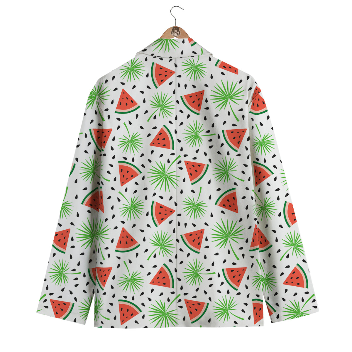 Palm Leaf Watermelon White Print Pattern Men's Blazer-grizzshop