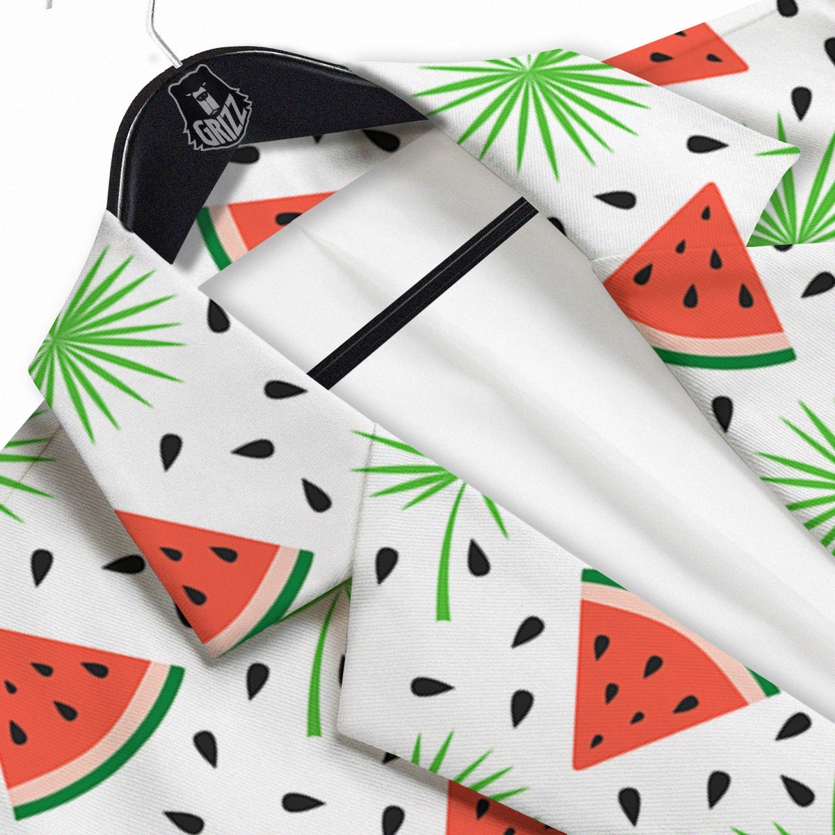 Palm Leaf Watermelon White Print Pattern Men's Sport Coat-grizzshop