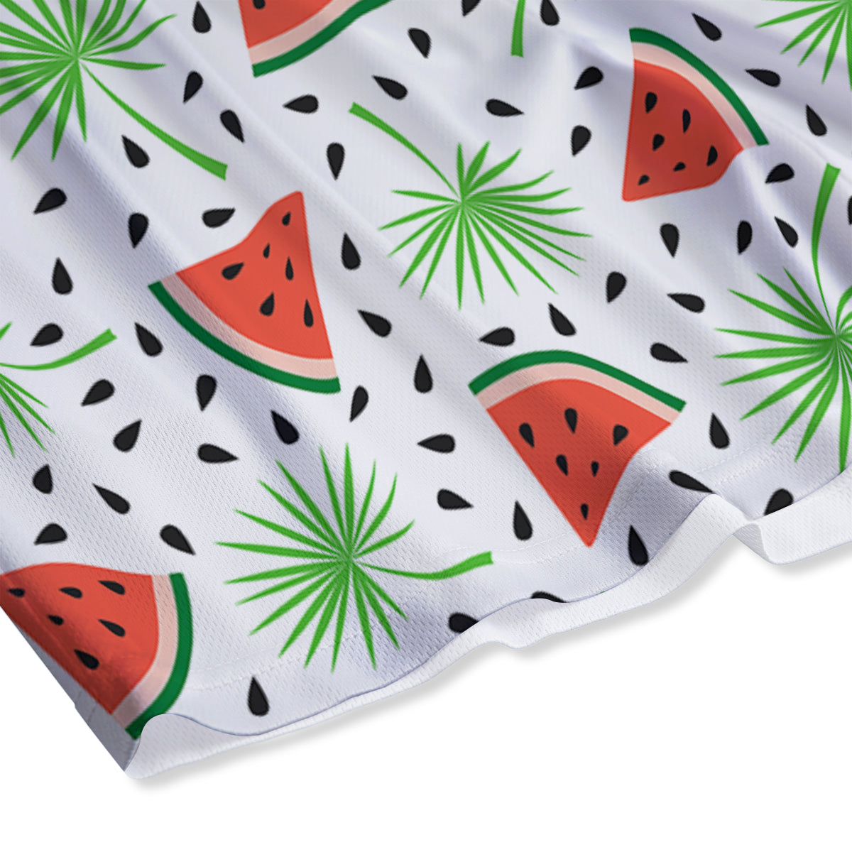 Palm Leaf Watermelon White Print Pattern Mesh Shorts
