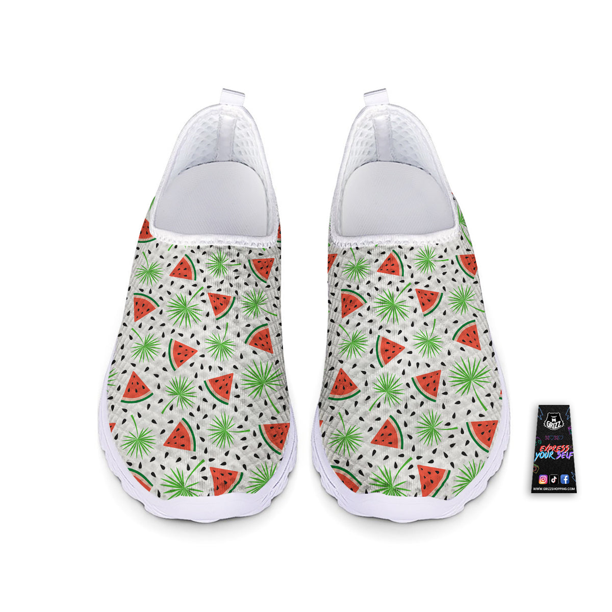 Palm Leaf Watermelon White Print Pattern Nurse Shoes-grizzshop