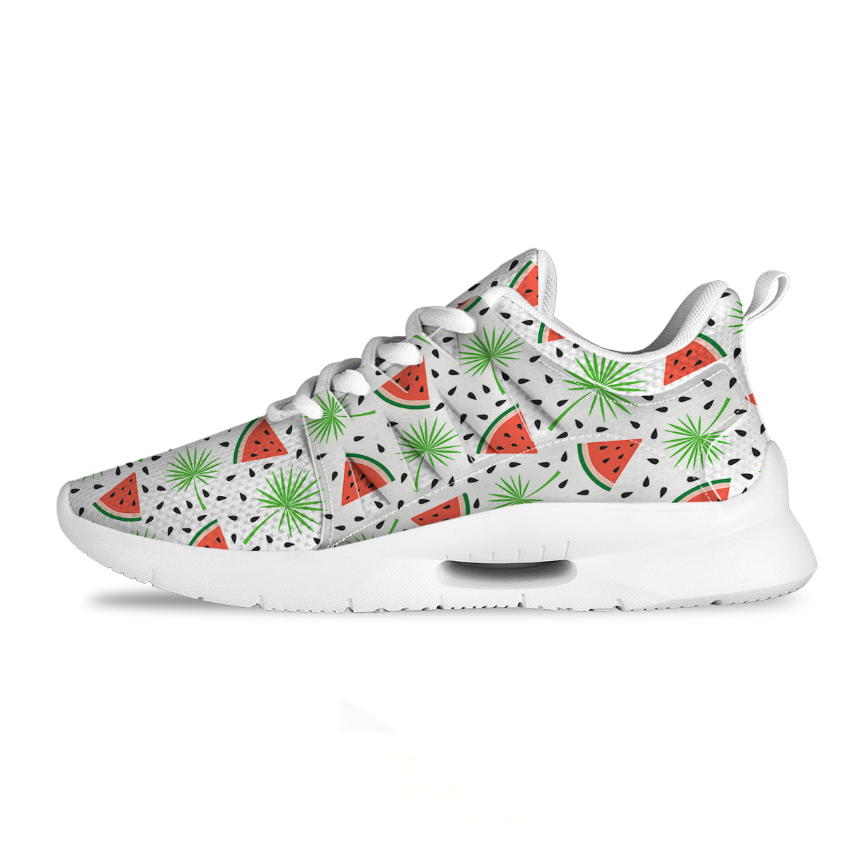 Palm Leaf Watermelon White Print Pattern Tennis Shoes-grizzshop