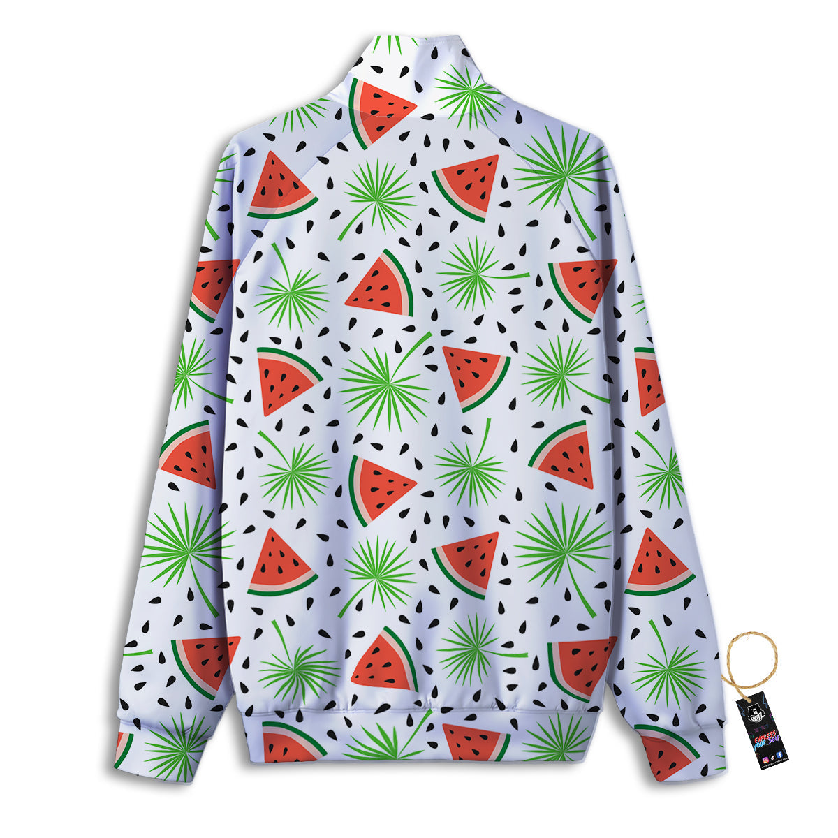 Palm Leaf Watermelon White Print Pattern Track Jacket-grizzshop