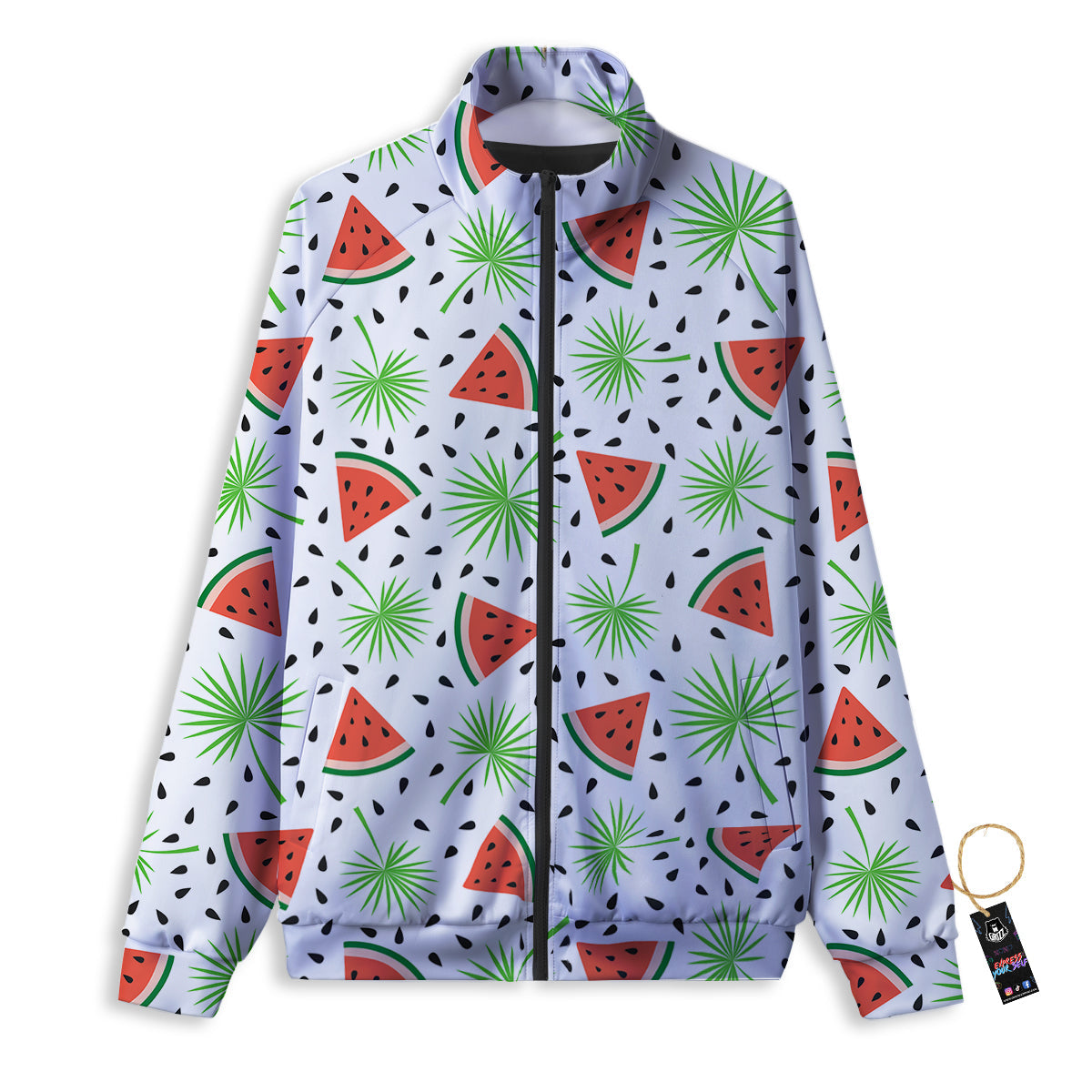 Palm Leaf Watermelon White Print Pattern Track Jacket-grizzshop